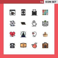 Universal Icon Symbols Group of 16 Modern Flat Color Filled Lines of energy can baggage idea sketching Editable Creative Vector Design Elements