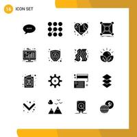 16 iconos creativos, signos y símbolos modernos de datos empresariales, base de conexión emocional, elementos de diseño vectorial editables vector