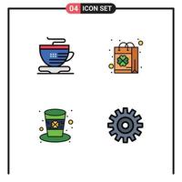 Stock Vector Icon Pack of 4 Line Signs and Symbols for tea hat patrick shop leprechaun Editable Vector Design Elements