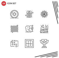 Group of 9 Modern Outlines Set for brain mardi gras speaker decoration lab Editable Vector Design Elements