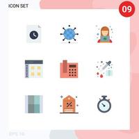 Set of 9 Commercial Flat Colors pack for phone user customer interface app Editable Vector Design Elements