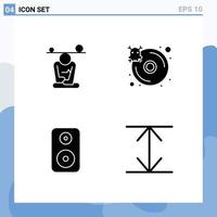 Group of 4 Solid Glyphs Signs and Symbols for balance speaker mind hard disk laud Editable Vector Design Elements