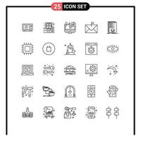 Line Pack of 25 Universal Symbols of envelope contact route communication live Editable Vector Design Elements