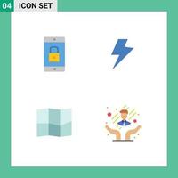 Pictogram Set of 4 Simple Flat Icons of application map mobile charg customer care Editable Vector Design Elements