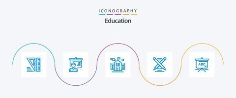 paquete de iconos de educación azul 5 que incluye . educación. bandera. bolso. lápiz vector