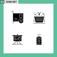 Set of 4 Commercial Solid Glyphs pack for add presentation devices business board Editable Vector Design Elements