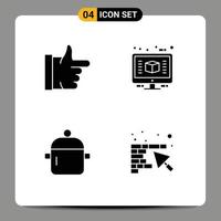Group of 4 Modern Solid Glyphs Set for done food architecture render kitchenware Editable Vector Design Elements