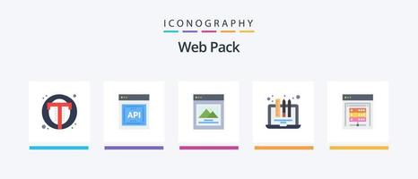 paquete web paquete de 5 iconos planos que incluye servidor de computadora. ordenador portátil. software. dibujo. diseño. diseño de iconos creativos vector