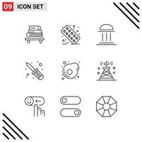 9 User Interface Outline Pack of modern Signs and Symbols of egg screw fixer architecture screw driver institute Editable Vector Design Elements