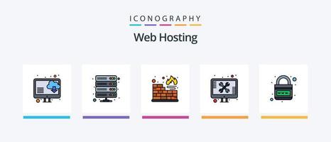 La línea de alojamiento web llenó un paquete de 5 íconos que incluye . metro. control web. Internet. página web. diseño de iconos creativos vector