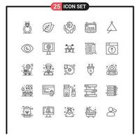 Modern Set of 25 Lines Pictograph of display computer clock spring computer hold Editable Vector Design Elements