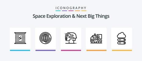 Space Exploration And Next Big Things Line 5 Icon Pack Including construction. 3d. computer. big think. human. Creative Icons Design vector