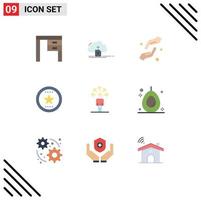 User Interface Pack of 9 Basic Flat Colors of favorite award data shahada hands Editable Vector Design Elements