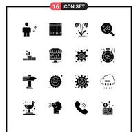 paquete de iconos de vector de stock de 16 signos y símbolos de línea para crecer elementos de diseño de vector editables de naturaleza de búsqueda de hardware óseo