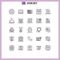 25 Universal Line Signs Symbols of authority responsibility spa code soak script Editable Vector Design Elements