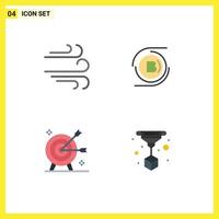 4 iconos planos universales establecidos para aplicaciones web y móviles objetivo de dirección s elementos de diseño vectorial editables objetivos descentralizados vector