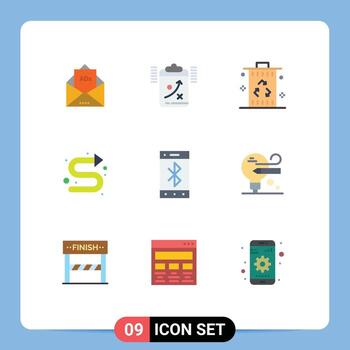9 Universal Flat Color Signs Symbols of indicator arrows tactic recycle garbage Editable Vector Design Elements