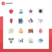 User Interface Pack of 16 Basic Flat Colors of food men summer doctor star Editable Pack of Creative Vector Design Elements