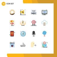 Modern Set of 16 Flat Colors Pictograph of bread computer ad laptop question Editable Pack of Creative Vector Design Elements