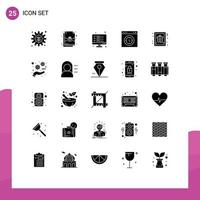 25 iconos creativos signos y símbolos modernos de tarjeta velocímetro página de computadora navegador elementos de diseño vectorial editables vector