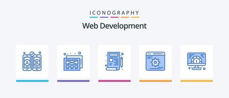 paquete de iconos azul 5 de desarrollo web que incluye . sitio web. dibujo. web. mejoramiento. diseño de iconos creativos vector