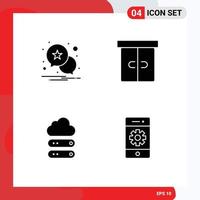 4 Solid Glyph concept for Websites Mobile and Apps notification data decor interior cell Editable Vector Design Elements