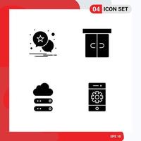 4 concepto de glifo sólido para sitios web móviles y aplicaciones notificación datos decoración interior celda elementos de diseño vectorial editables vector