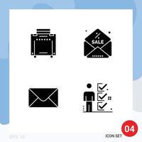 Universal Solid Glyph Signs Symbols of bag job discount mail tick Editable Vector Design Elements
