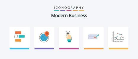 Modern Business Flat 5 Icon Pack Including scanning. scan. global. recognition. fingerprint. Creative Icons Design vector