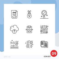 Universal Icon Symbols Group of 9 Modern Outlines of settings network business workflow data Editable Vector Design Elements