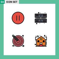 Set of 4 Modern UI Icons Symbols Signs for control creative stop ram design Editable Vector Design Elements