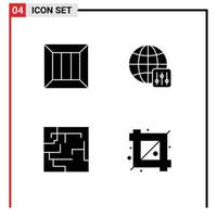 Group of 4 Modern Solid Glyphs Set for box map logistic configuration crop Editable Vector Design Elements