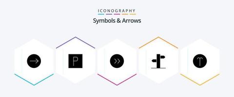 Symbols and Arrows 25 Glyph icon pack including . symbolism. right. sign. signal vector