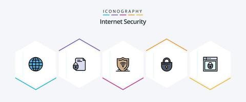 Internet Security 25 FilledLine icon pack including internet. locked. internet. lock. shield vector