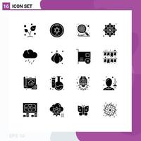 Modern Set of 16 Solid Glyphs and symbols such as season nature database funding finance Editable Vector Design Elements