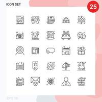 Set of 25 Modern UI Icons Symbols Signs for man leader document finish winner Editable Vector Design Elements