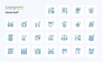 25 Home Stuff Blue icon pack vector