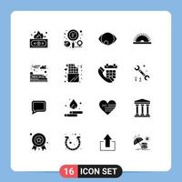 Mobile Interface Solid Glyph Set of 16 Pictograms of electric tool business saw vision Editable Vector Design Elements