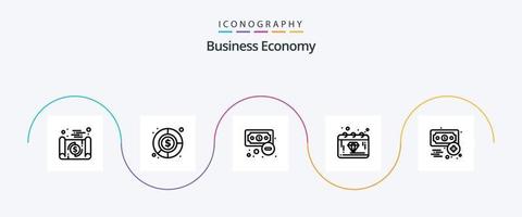 paquete de iconos de línea económica 5 que incluye negocios. joya. negocio. economía. bancario vector