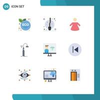 User Interface Pack of 9 Basic Flat Colors of programmer develop woman coding smart Editable Vector Design Elements