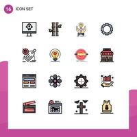 Modern Set of 16 Flat Color Filled Lines Pictograph of seo instagram idea setting hands Editable Creative Vector Design Elements