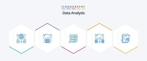 Data Analysis 25 Blue icon pack including digital. network. cloud internet. data. server vector