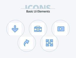 elementos básicos de la interfaz de usuario paquete de iconos azules 5 diseño de iconos. video. Youtube. abajo. foto. imagen vector