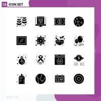 Universal Icon Symbols Group of 16 Modern Solid Glyphs of interior nature sever moon watch Editable Vector Design Elements