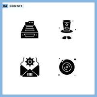 Modern Set of 4 Solid Glyphs and symbols such as files ireland data storage setting Editable Vector Design Elements
