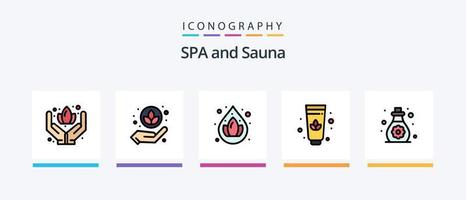 Sauna Line Filled 5 Icon Pack Including . sauna. sauna. love. heart. Creative Icons Design vector