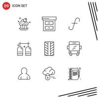 Pack of 9 Modern Outlines Signs and Symbols for Web Print Media such as wheel oxygen aruba gas diving Editable Vector Design Elements