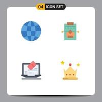 4 Universal Flat Icon Signs Symbols of world data design process screen Editable Vector Design Elements