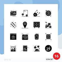 Universal Icon Symbols Group of 16 Modern Solid Glyphs of gear food science bbq anonymous Editable Vector Design Elements