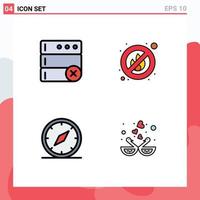 4 Creative Icons Modern Signs and Symbols of database location fire compass animal Editable Vector Design Elements